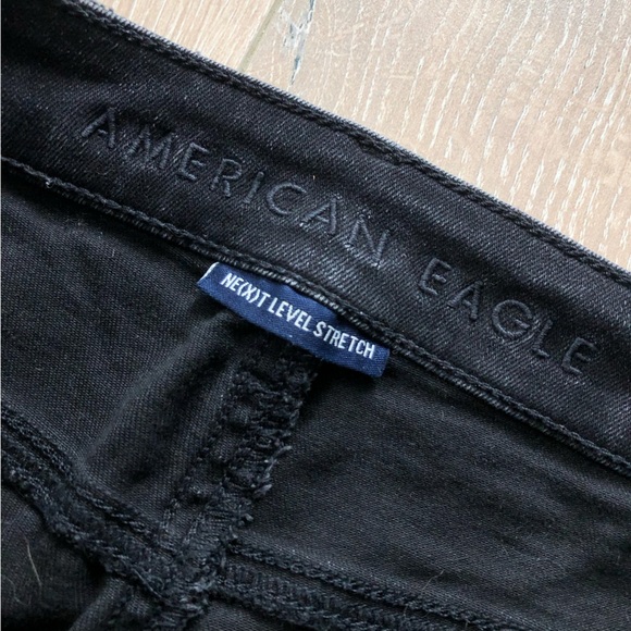 American Eagle Outfitters Black Distressed Biker Denim Shorts Size 8 - Picture 8 of 12